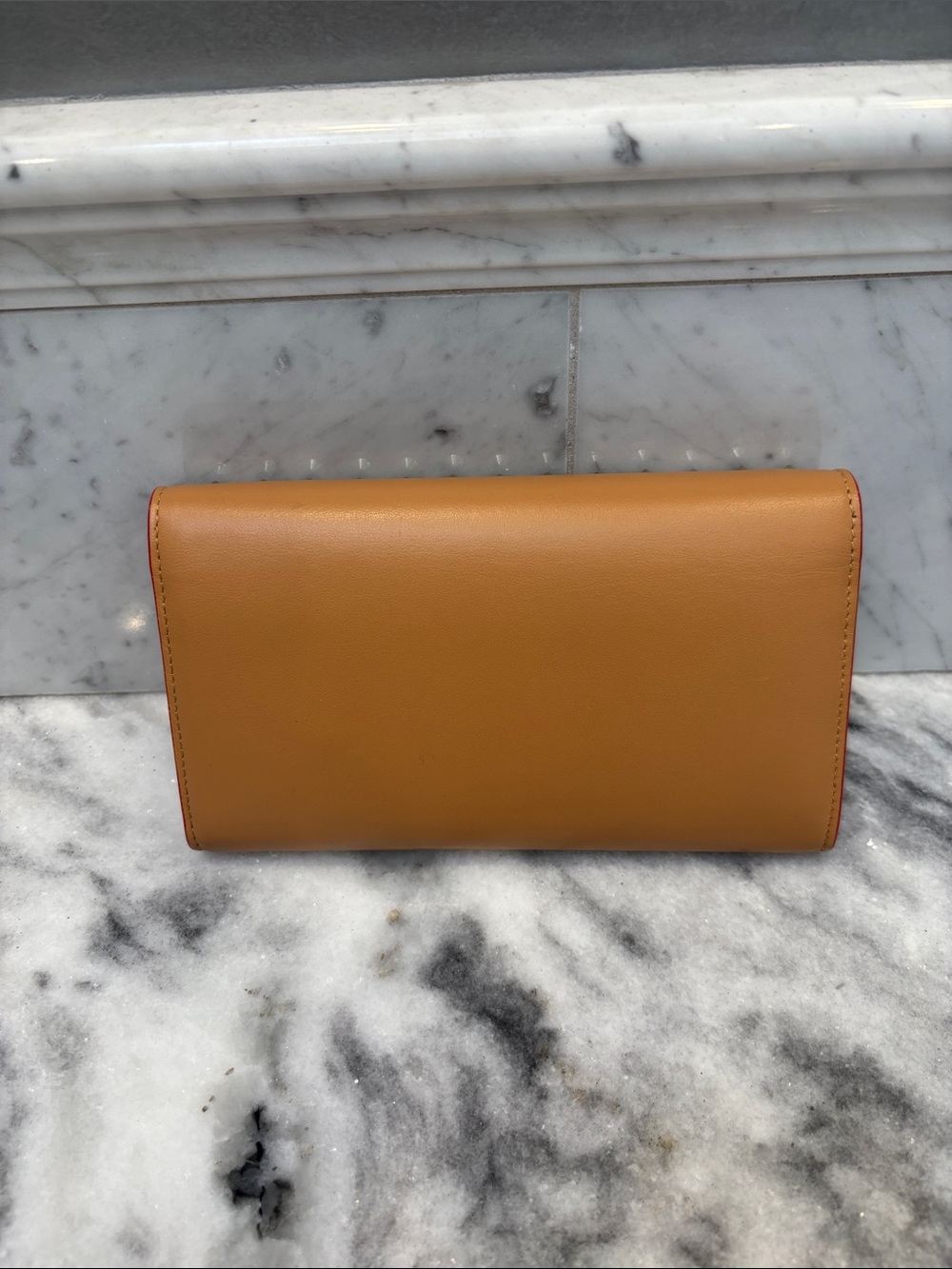 Christian Louboutin Tan Leather Clutch with Gold Spikes - Picture 2 of 8
